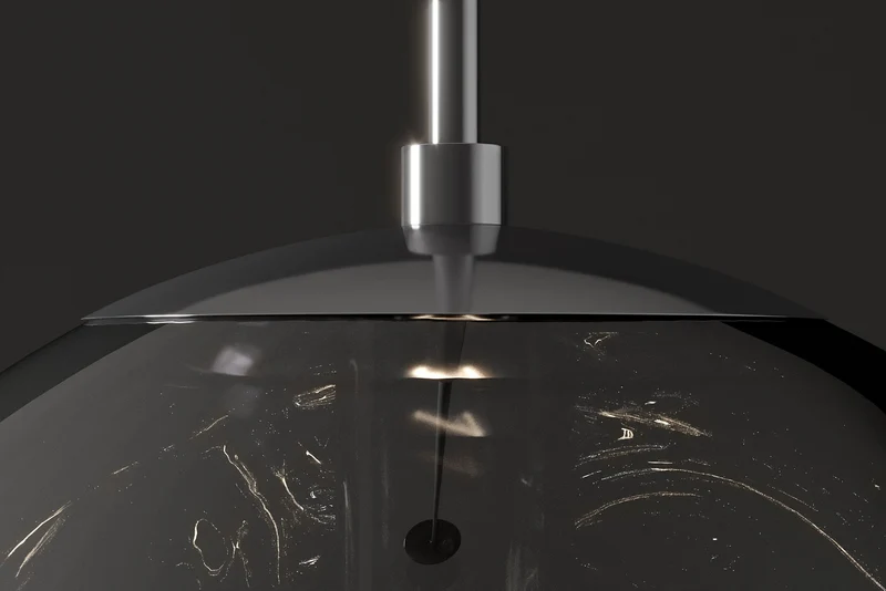 Lampe suspendue ronde LIQUID DIAMOND 35cm fumée verre acier luminaire sphérique