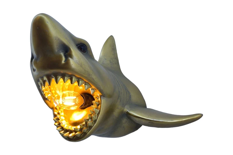 Lot de 2x Applique moderne SHARK 40cm sculpture de requin doré faite à la main