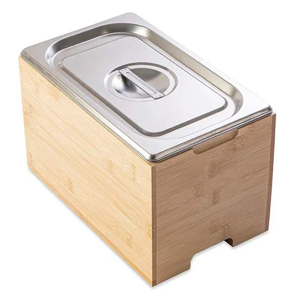 Bac gastro avec couvercle en inox et support bambou Mathon