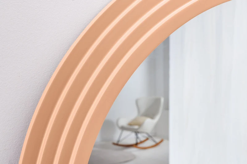 Design miroir mural WAVE 160cm apricot pastel miroir à arc rond