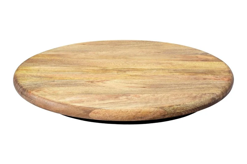 Lot de 2x Plateau tournant massif SERVANT 60cm naturel bois de mangue rotatif plat de service rond
