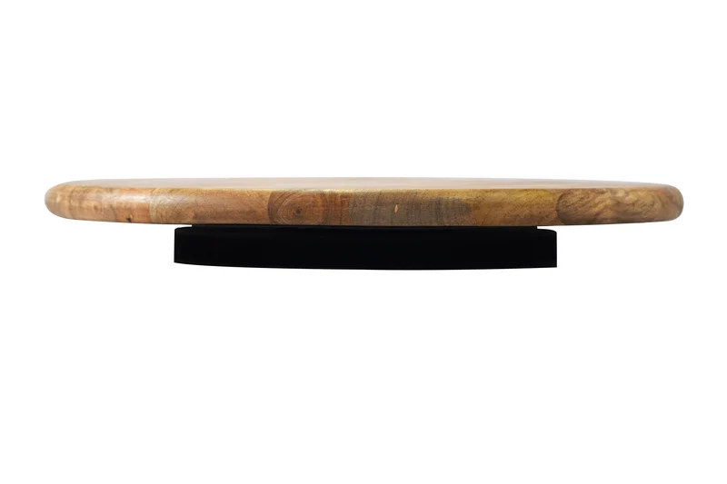 Lot de 2x Plateau tournant massif SERVANT 60cm naturel bois de mangue rotatif plat de service rond