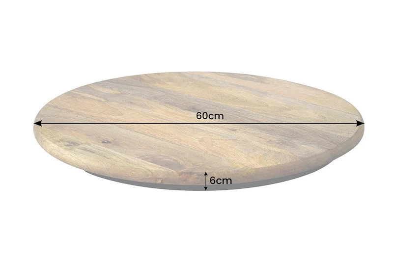 Lot de 2x Plateau tournant massif SERVANT 60cm naturel bois de mangue rotatif plat de service rond