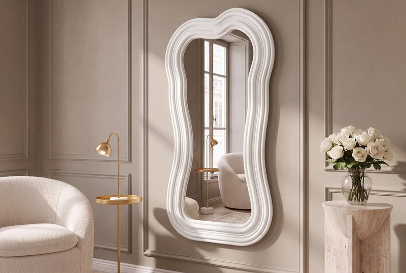 Design miroir mural ALICE II 100cm blanc