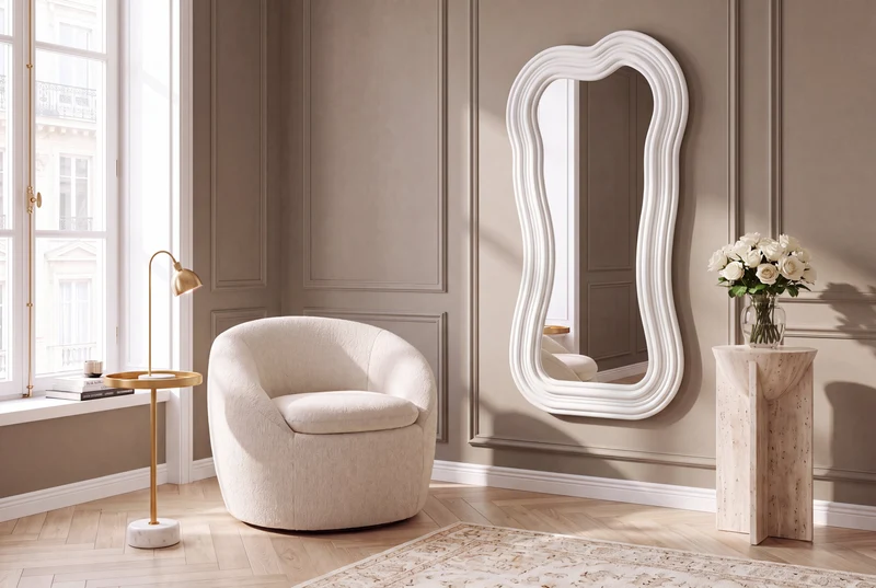 Design miroir mural ALICE II 100cm blanc