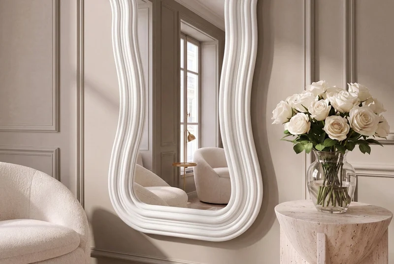 Design miroir mural ALICE II 100cm blanc