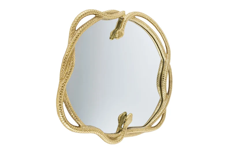 Miroir décoratif SNAKE L 50cm or métal sculpture de serpent