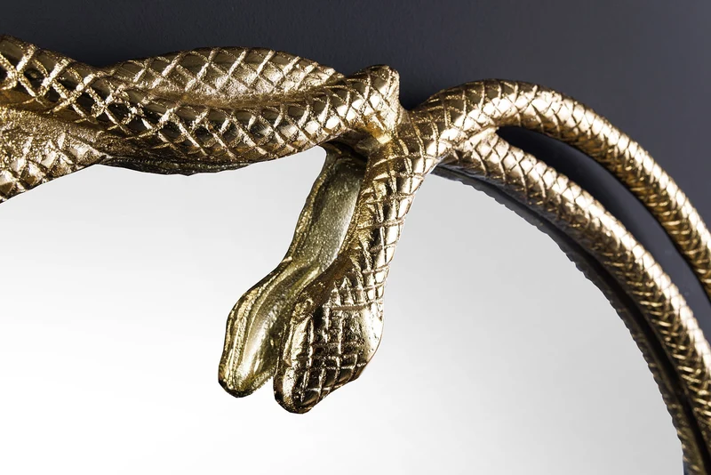 Miroir décoratif SNAKE L 50cm or métal sculpture de serpent