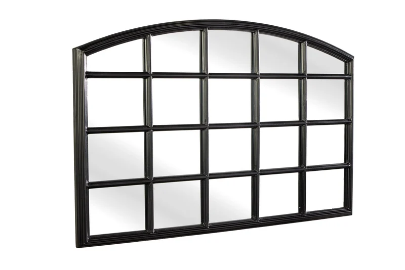 Moderne miroir mural PARIS 120cm noir miroir fenêtre design arc-rond