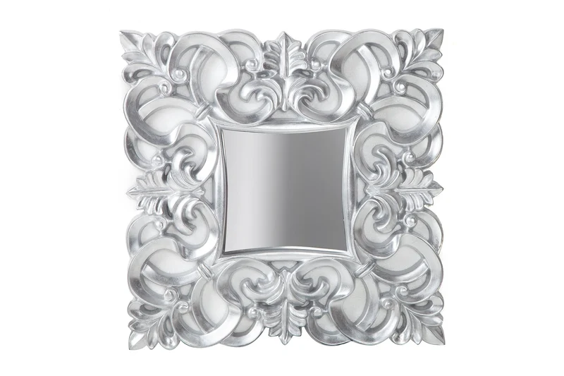 Élégant miroir mural VENICE 75x75cm argent style baroque antique