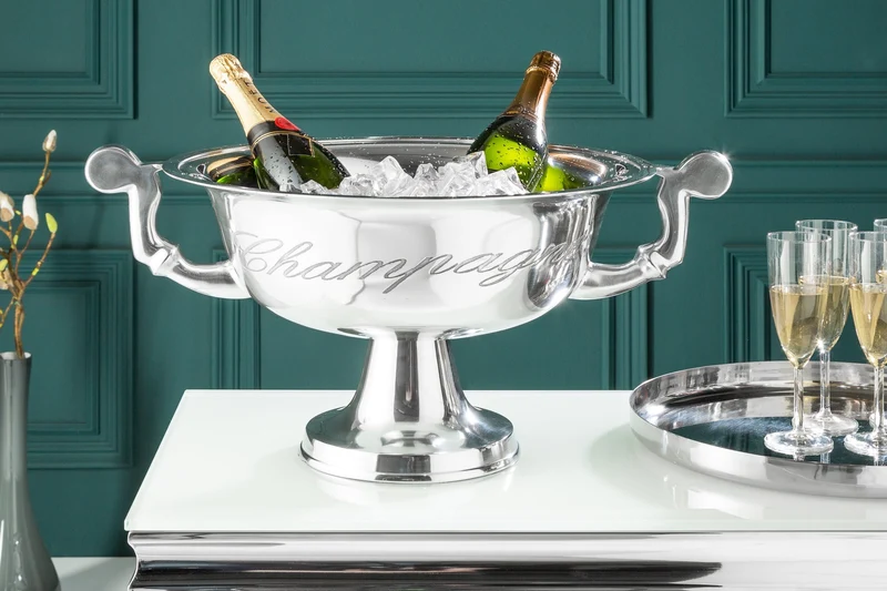 Lot de 2x Refroidisseur à champagne exclusif CHAMPAGNE Refroidisseur de bouteille 65 cm argent poli