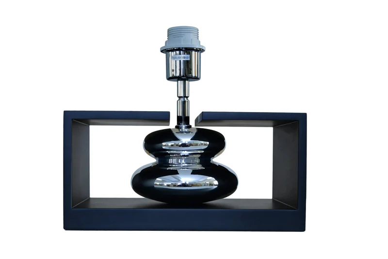Lampe de table décorative GRACIA 35 cm noir argenté avec abat-jour en tissu inclinable pied en bois