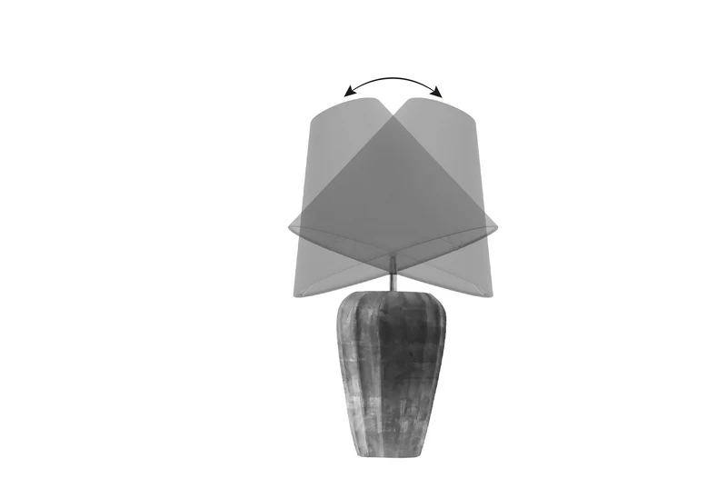 Lampe de table décorative GRACIA 35 cm noir argenté avec abat-jour en tissu inclinable pied en bois