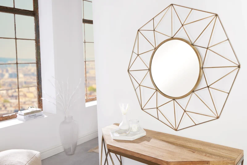 Miroir artisanal DIAMOND L 80cm en laiton en fer au design rétro