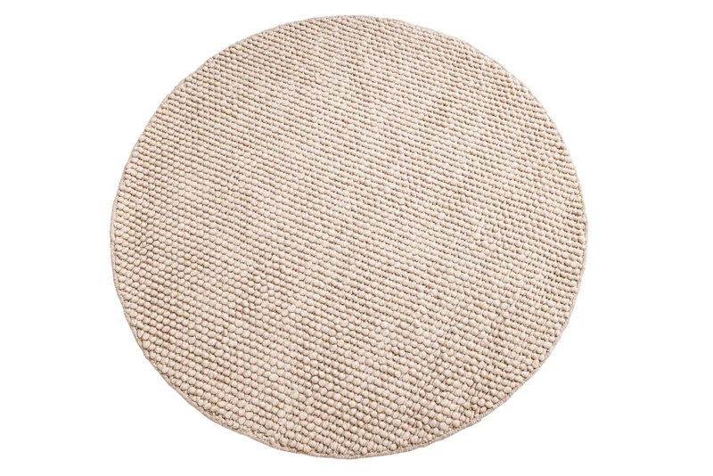 Tapis design LAINE 150cm beige rond en laine fait main