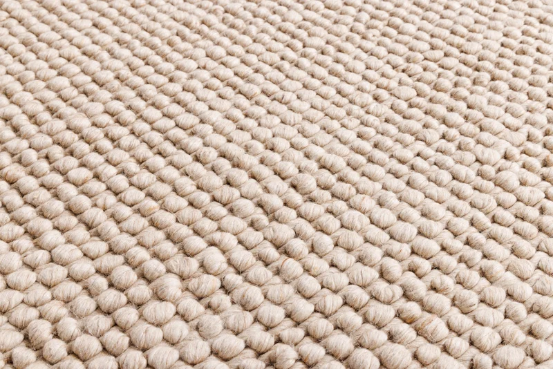 Tapis design LAINE 150cm beige rond en laine fait main