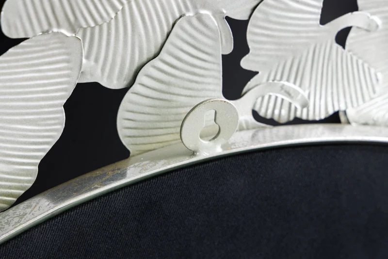 Miroir mural décoratif GINKGO LEAFS XL 90cm or argent rond métal fait main