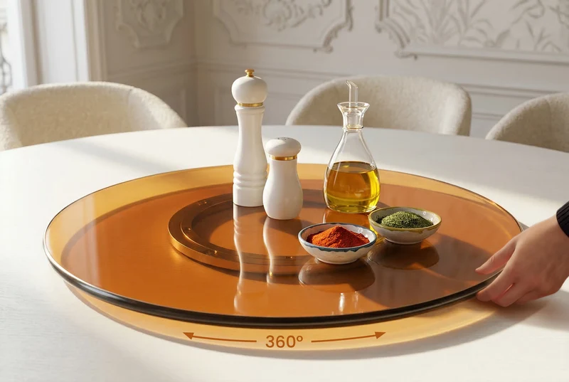 Lot de 2x Moderne plateau tournant 50cm ambre verre 360° pivotant plat de service