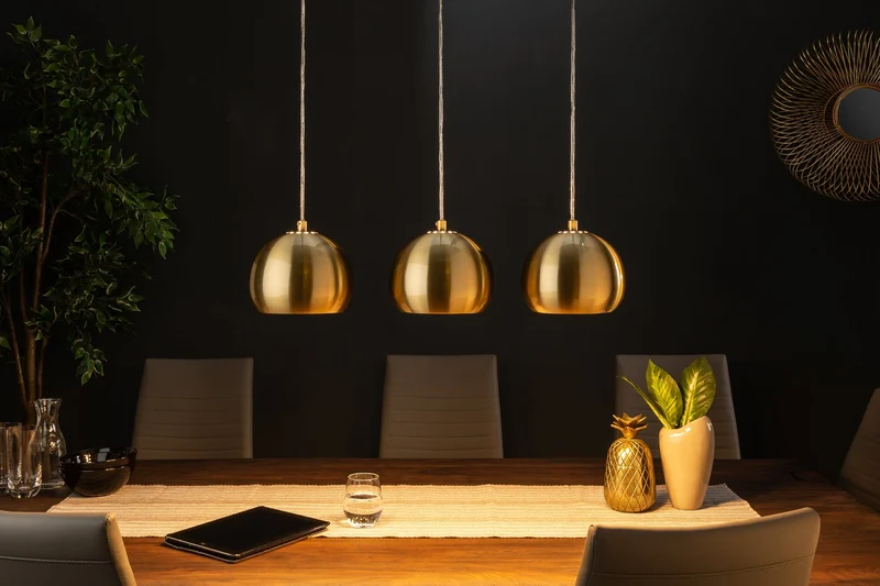 Suspension moderne 3 pièces GOLDEN BALL lampe à suspension dorée réglable en hauteur