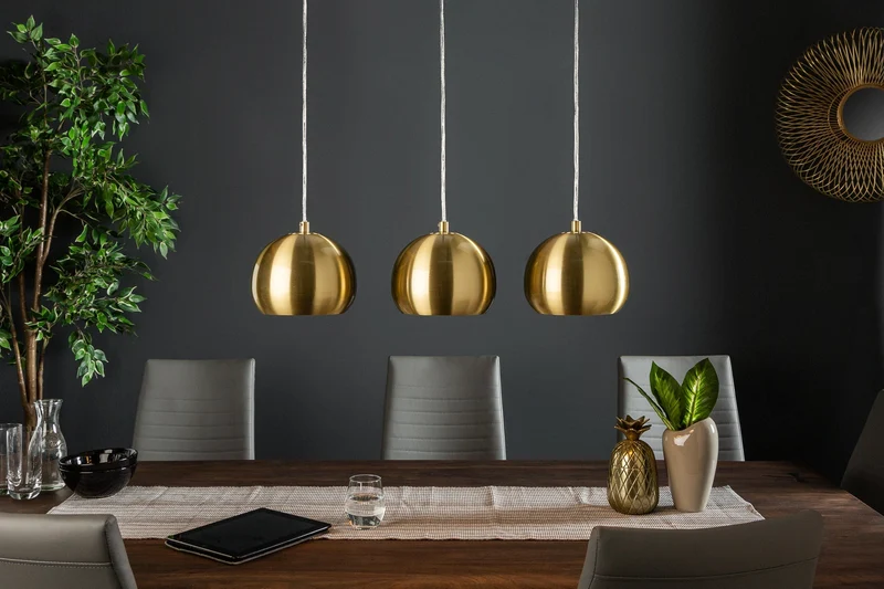 Suspension moderne 3 pièces GOLDEN BALL lampe à suspension dorée réglable en hauteur