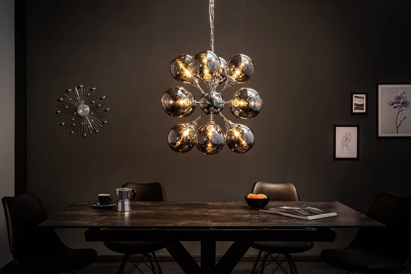 Suspension extravagante GALAXY 72cm lampe à suspension argentée design moderne