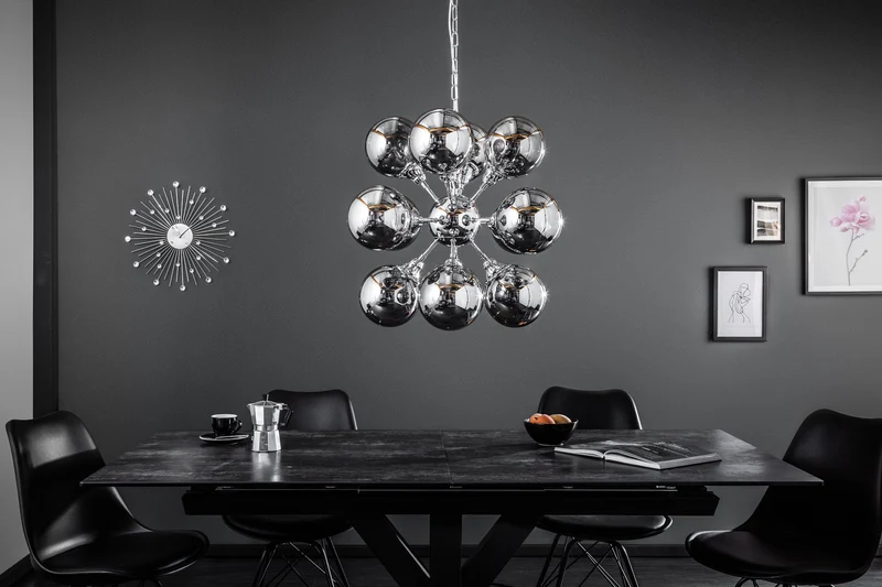 Suspension extravagante GALAXY 72cm lampe à suspension argentée design moderne