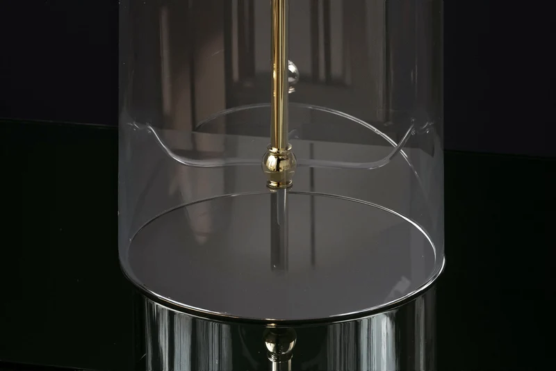 Lampe de table moderne CLASSICO 60 cm verre transparent blanc or abat-jour en lin