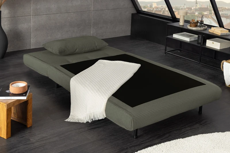 Retro fauteuil-lit SMART MULTIFUNCTION 100cm vert Cord fonction lit incl. coussin