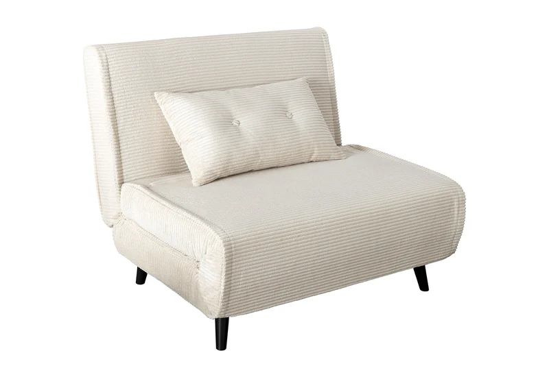 Fauteuil-lit rétro SMART MULTIFUNCTION 100cm beige Cord fonction lit incl. coussin