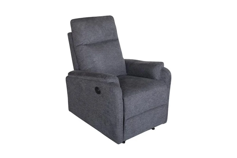 Exclusif 1er fauteuil de cinéma HOLLYWOOD gris tissu structuré position allongée électrique