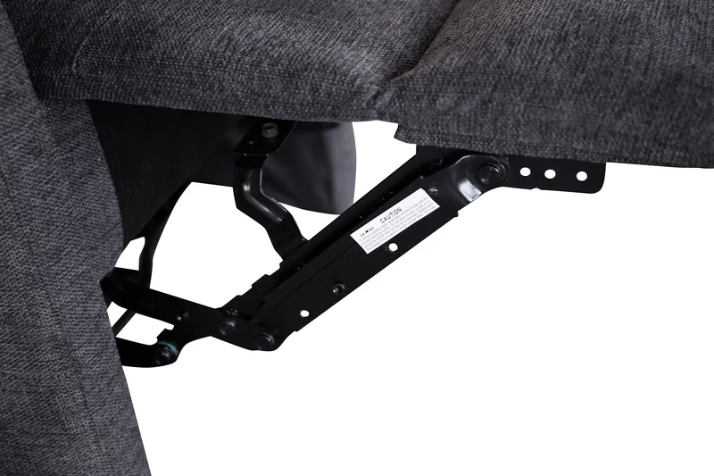 Exclusif 1er fauteuil de cinéma HOLLYWOOD gris tissu structuré position allongée électrique