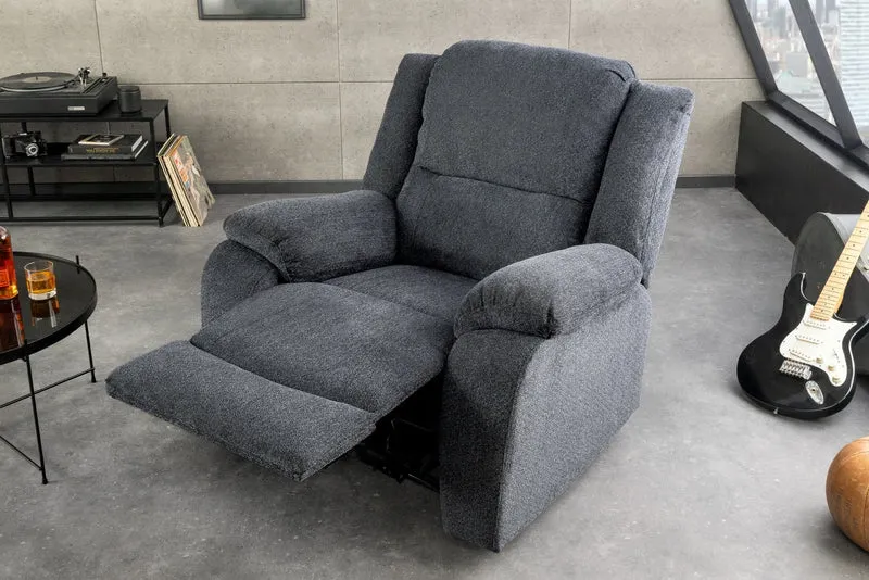 Fauteuil de cinéma confortable HOLLYWOOD gris foncé tissu structuré dossier réglable