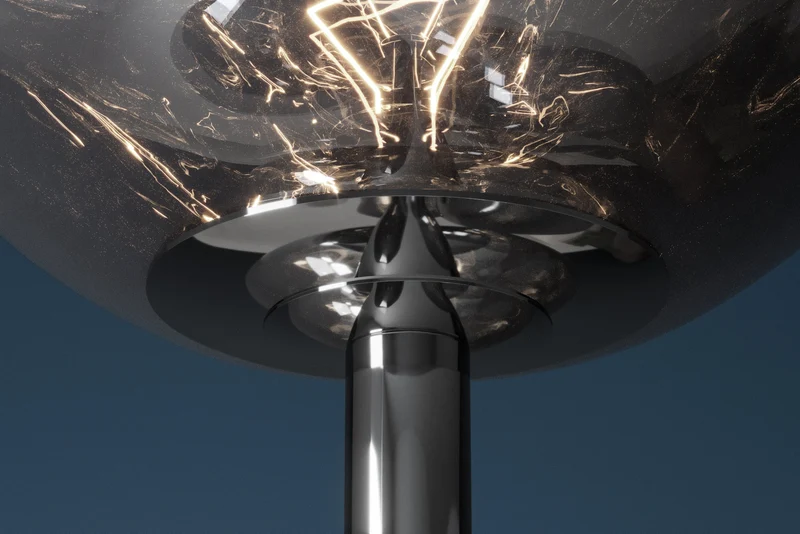 Lampadaire design LIQUID DIAMOND 170cm verre fumé acier sept abat-jour lampe boule