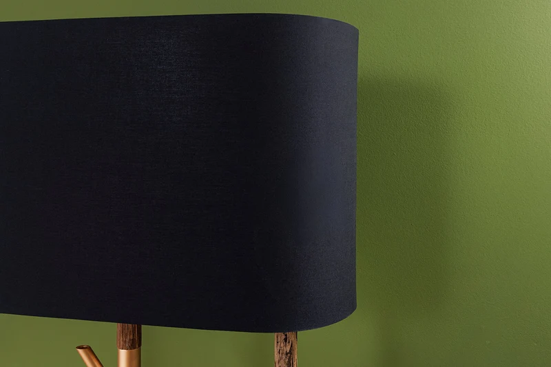 Lampadaire fait main WARDROBE 155cm noir doré bois de fer naturel bois massif