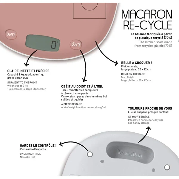 Balance de cuisine digitale 3 kg Macaron Re-Cycle Terraillon