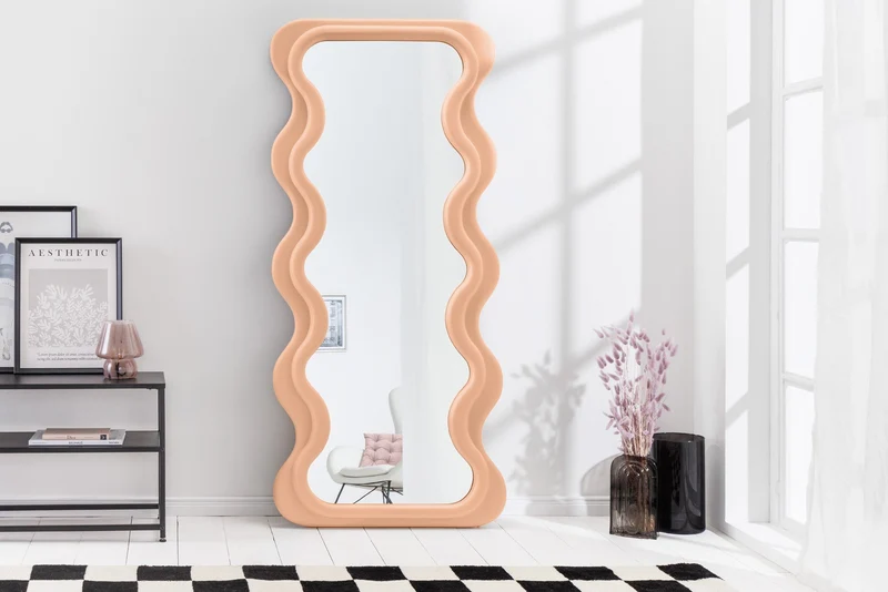 Design miroir mural CURVY 160cm apricot miroir pastel