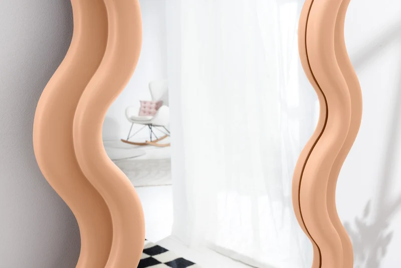 Design miroir mural CURVY 160cm apricot miroir pastel