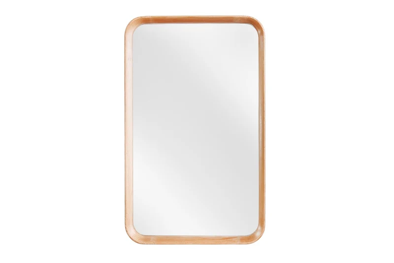 Miroir mural moderne AMSTERDAM 80cm naturel chêne bois massif fait main