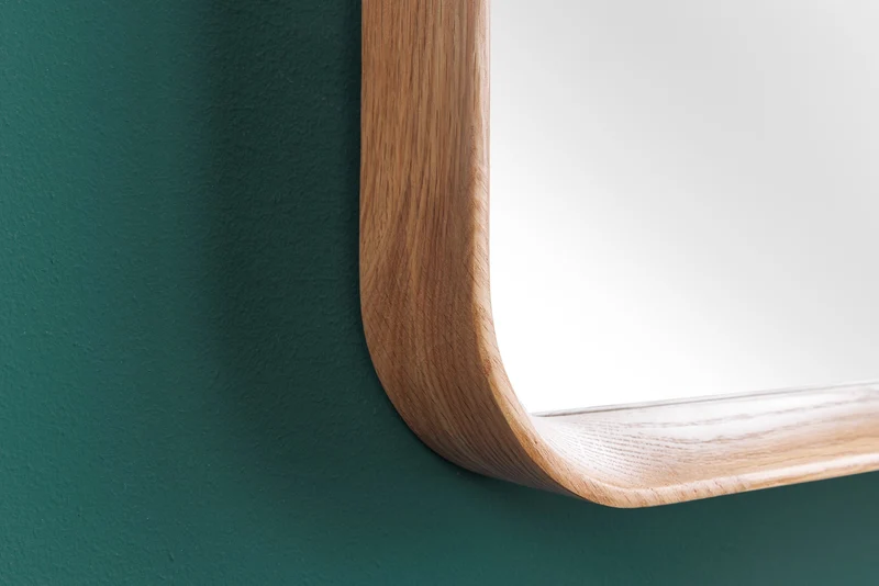 Miroir mural moderne AMSTERDAM 80cm naturel chêne bois massif fait main