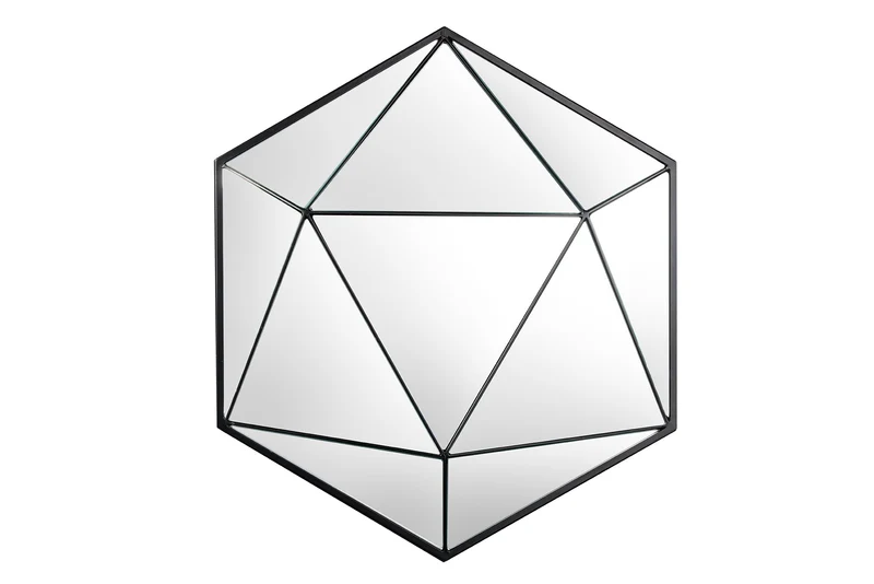 Miroir design DIAMOND 65cm métal noir fait main