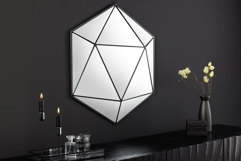 Miroir design DIAMOND 65cm métal noir fait main