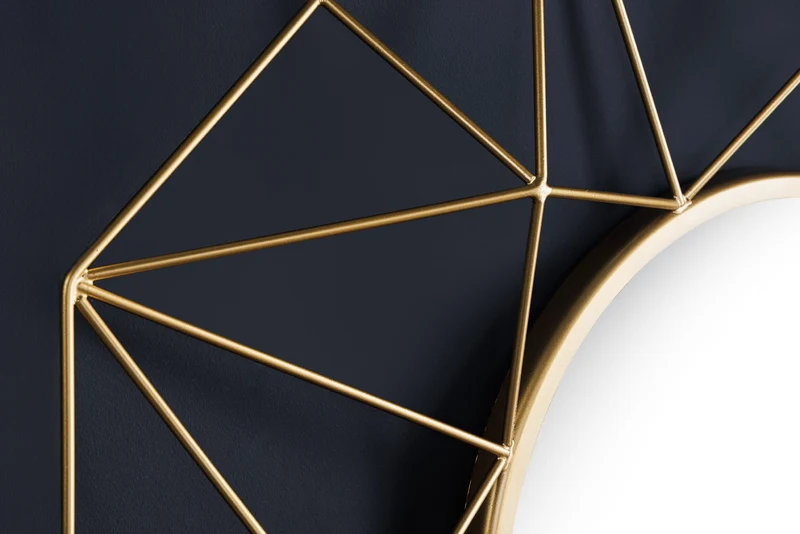 Miroir artisanal DIAMOND L 80cm doré en fer au design rétro