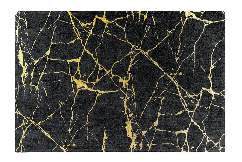 Tapis design MARBLE 240x160cm aspect marbre noir doré tissage plat