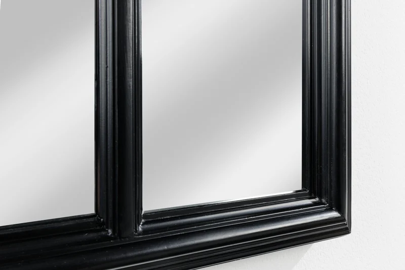 Miroir mural design CASTILLO 140cm fenêtre style maison de campagne noir