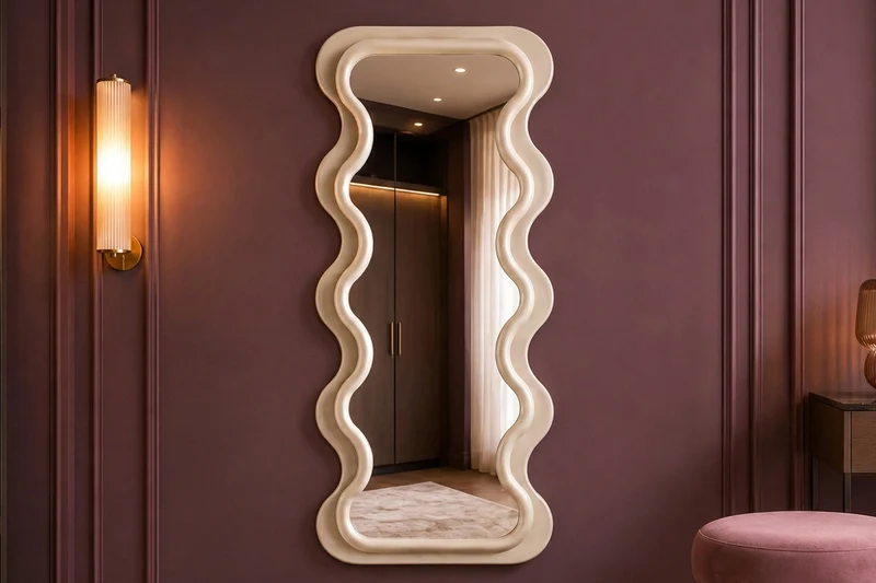 Miroir mural design CURVY 160cm grège