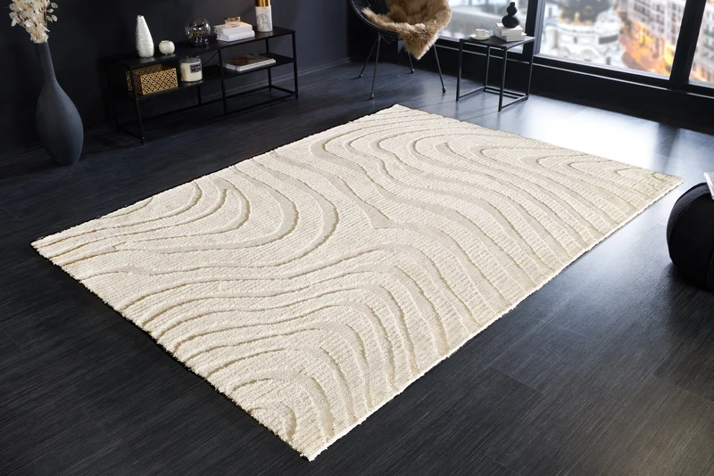 Tapis design WAVE 240x170cm beige crème effet 3D