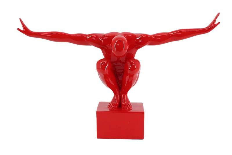 Figurine décorative HIGH DIVER 50cm rouge fait main Sculpture d'athlète