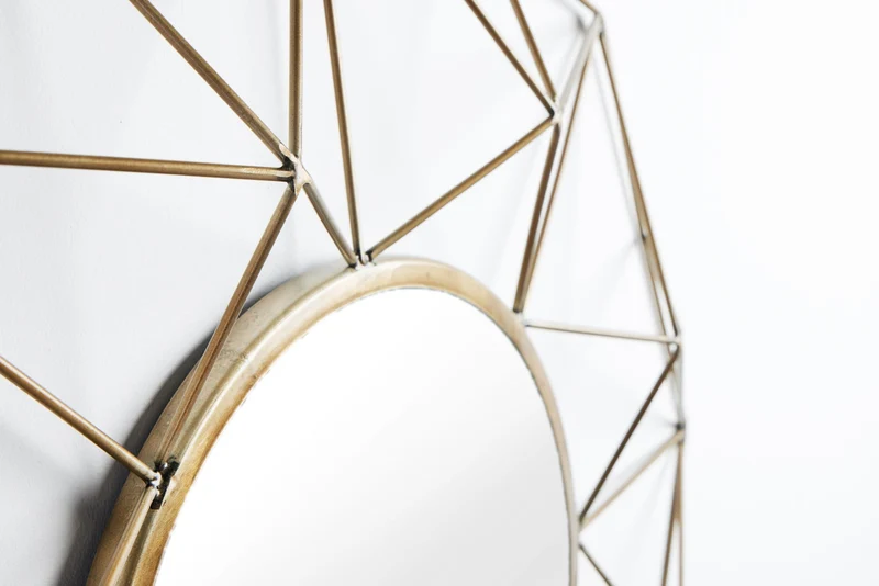 Miroir artisanal DIAMOND XL 90cm en laiton en fer au design rétro