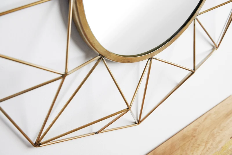Miroir artisanal DIAMOND XL 90cm en laiton en fer au design rétro