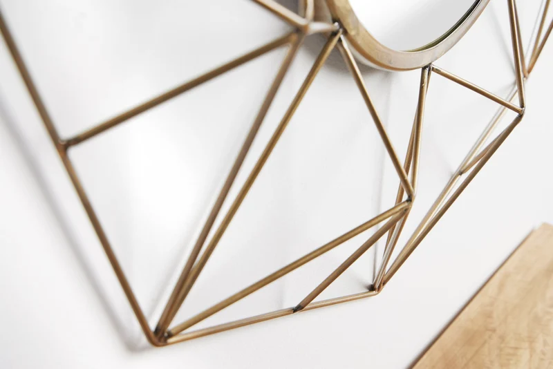 Miroir artisanal DIAMOND XL 90cm en laiton en fer au design rétro